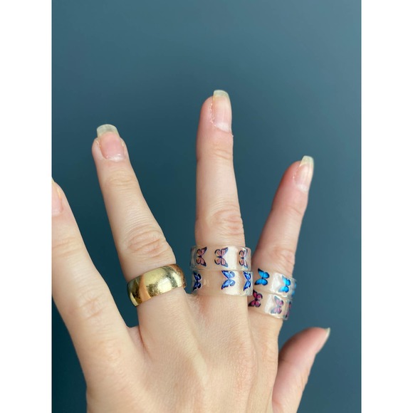 Y2k acrylic chunky butterfly emoji rings - Picture 12 of 12